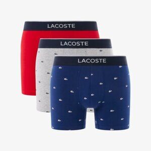 Lacoste 3-Pack Cotton Boxer Briefs Navy Blue / Grey Chine / Red Size M